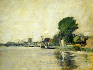 沿河景观 View along a River (c.1883 – c.1885)，约翰·亨利·特瓦克特曼