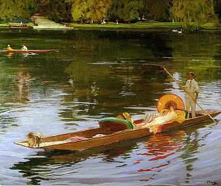 在泰晤士河上划船 Boating on the Thames (1890)，约翰·拉弗里
