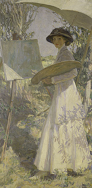 拉弗里夫人素描 Mrs Lavery sketching (1910)，约翰·拉弗里