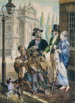 费城基督教堂前的民间质疑烟囱清扫和他们的主人 Wordly Folk Questioning Chimney Sweeps and Their Master Before Christ Church in Philadelphia (1813)，约翰·刘易斯·克里梅尔