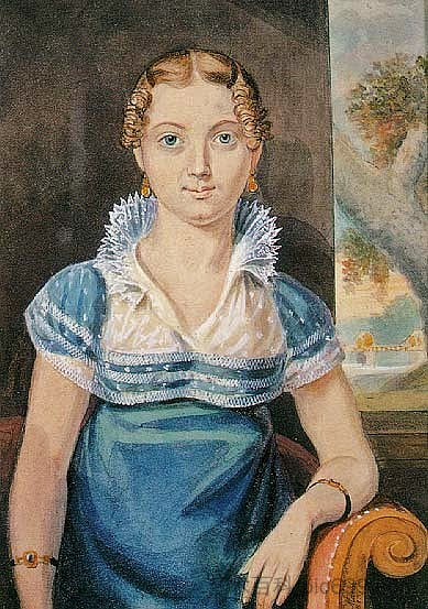 蓝色连衣裙的年轻女孩 Young Girl With A Blue Dress，约翰·刘易斯·克里梅尔