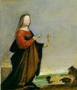 抹大拉的马利亚在弗拉·巴托洛梅奥之后 Mary Magdalene after Fra Bartolommeo (1845)，约翰·罗斯金