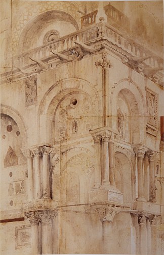 立面圣马克的西北角 North West Angle of the façade St Mark (1851)，约翰·罗斯金