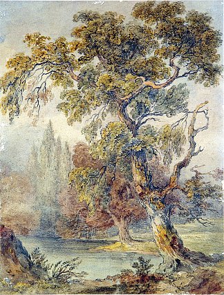 树木和池塘 Trees and Pond (1832)，约翰·罗斯金