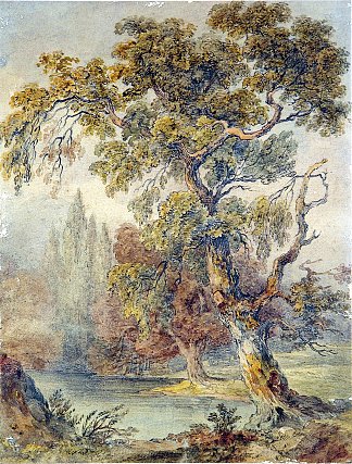 树木和池塘 Trees and Pond (1832)，约翰·罗斯金