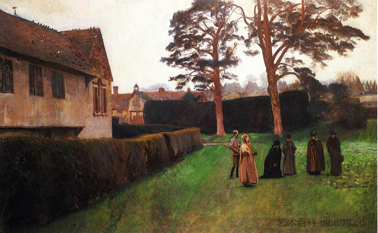 A Game of Bowls， Ightham Mote， Kent A Game of Bowls, Ightham Mote, Kent (1889)，约翰·辛格·萨金特