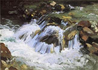 蒂罗尔州的一条山涧 A Mountain Stream, Tyrol (1914)，约翰·辛格·萨金特