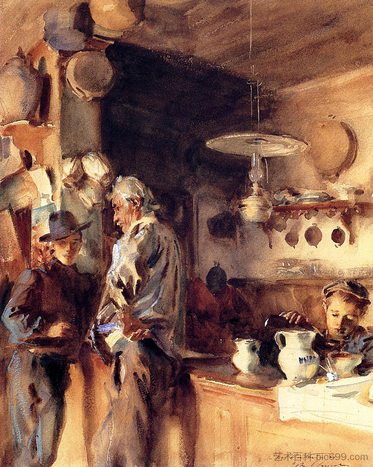 西班牙内饰 A Spanish Interior (c.1903)，约翰·辛格·萨金特