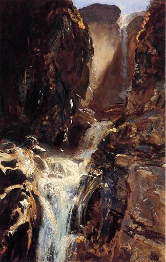 瀑布 A Waterfall (1910)，约翰·辛格·萨金特