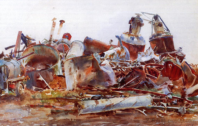 失事的糖精炼厂 A Wrecked Sugar Refinery (1918)，约翰·辛格·萨金特