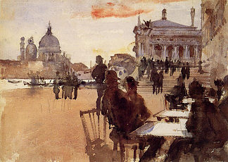 夏沃尼丽娃酒店的咖啡厅 Café on the Riva degli Schiavoni (c.1880 – c.1882)，约翰·辛格·萨金特