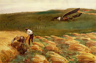 坠毁的飞机 Crashed Aeroplane (1918)，约翰·辛格·萨金特