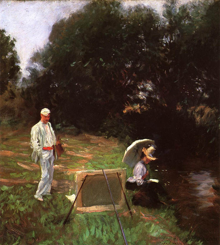 丹尼斯·米勒在卡尔科特的地堡绘画 Dennis Miller Bunker Painting at Calcot (1888)，约翰·辛格·萨金特