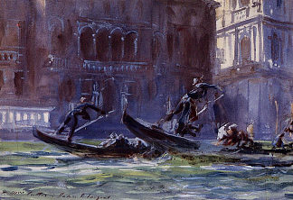 帆船节 Festa della Regatta (c.1903)，约翰·辛格·萨金特