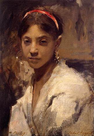 卡普里女孩的头 Head of a Capri Girl (1878)，约翰·辛格·萨金特