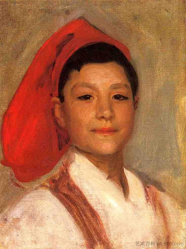 那不勒斯男孩的头 Head of a Neapolitan Boy (1879)，约翰·辛格·萨金特