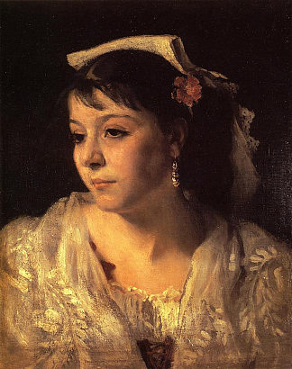 一个意大利女人的头 Head of an Italian Woman (c.1878)，约翰·辛格·萨金特