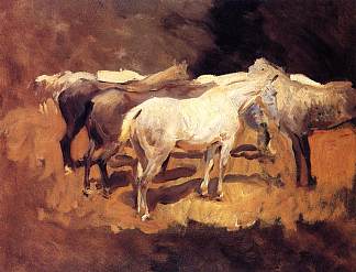 帕尔马的马匹 Horses at Palma (1908)，约翰·辛格·萨金特