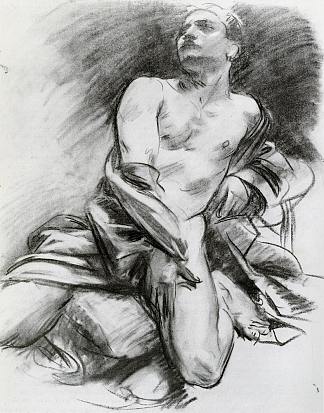 跪模 Kneeling Model (1912)，约翰·辛格·萨金特