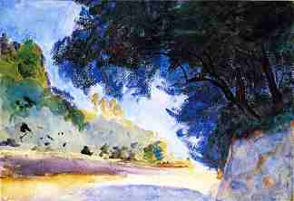 景观， 橄榄树， 科孚岛 Landscape, Olive Trees, Corfu (1909)，约翰·辛格·萨金特