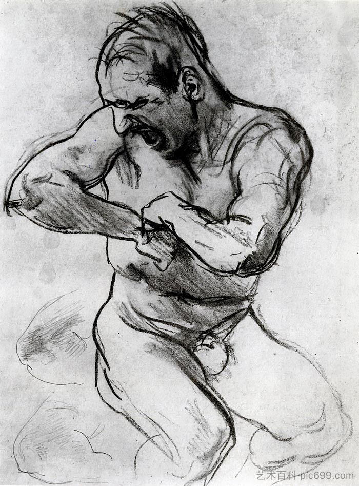 男人尖叫（也称为地狱研究） Man Screaming (also known as Study for Hell) (c.1895)，约翰·辛格·萨金特