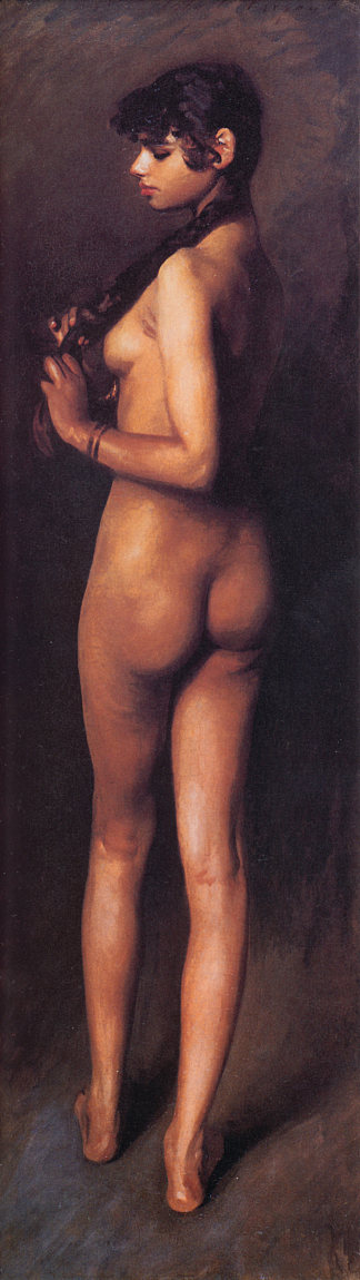 裸体埃及女孩 Nude Egyptian Girl (1891)，约翰·辛格·萨金特