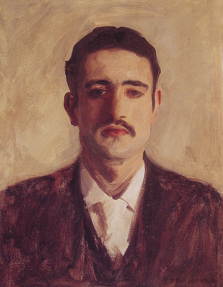 一个男人的肖像（可能是尼古拉·德因弗诺） Portrait of a Man (Probably Nicola D'Inverno) (c.1888)，约翰·辛格·萨金特