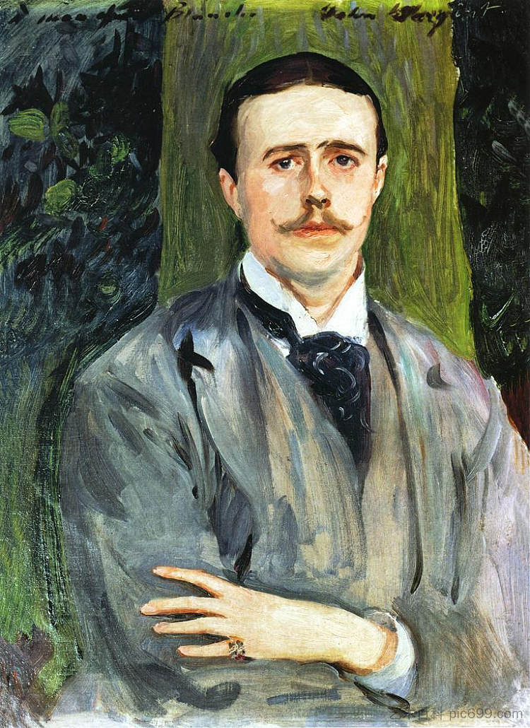 雅克-埃米尔·布兰奇的肖像 Portrait of Jacques-Emile Blanche (c.1886)，约翰·辛格·萨金特