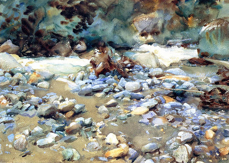 普尔图德，冰川洪流的床 Purtud, Bed of a Glacier Torrent (1904)，约翰·辛格·萨金特