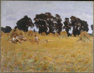 收割者在麦田里休息 Reapers Resting in a Wheat Field (1885)，约翰·辛格·萨金特