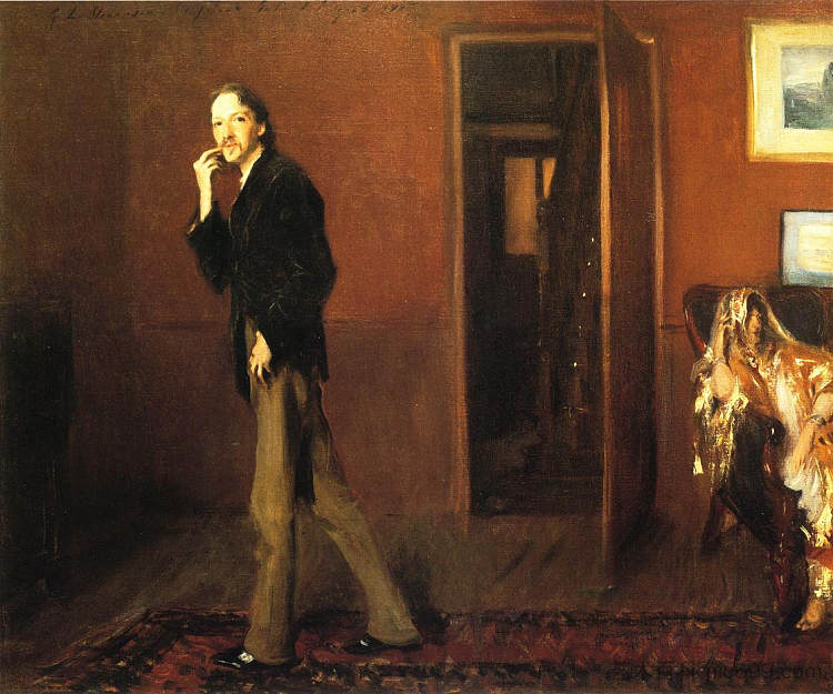 罗伯特·路易斯·史蒂文森和他的妻子 Robert Louis Stevenson and his wife (1885)，约翰·辛格·萨金特