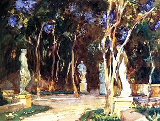 阴凉的小路，比斯开省 Shady Paths, Vizcaya (1917)，约翰·辛格·萨金特