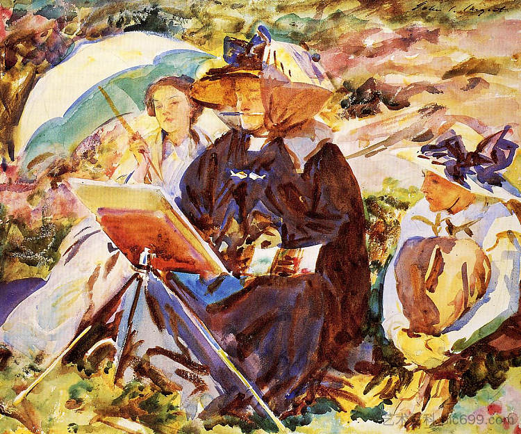 辛普朗山口。教训 Simplon Pass. The Lesson (1911),约翰·辛格·萨金特