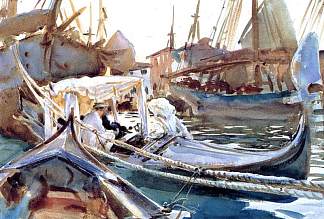 朱代卡河上的素描 Sketching on the Giudecca (c.1904)，约翰·辛格·萨金特