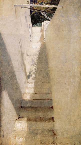卡普里岛的楼梯 Staircase in Capri (1878)，约翰·辛格·萨金特