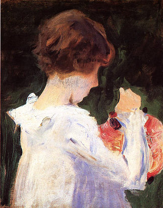 波莉·巴纳德（Polly Barnard）的“康乃馨，百合，百合，玫瑰”研究 Study of Polly Barnard for “Carnation, Lily, Lily, Rose” (c.1885)，约翰·辛格·萨金特