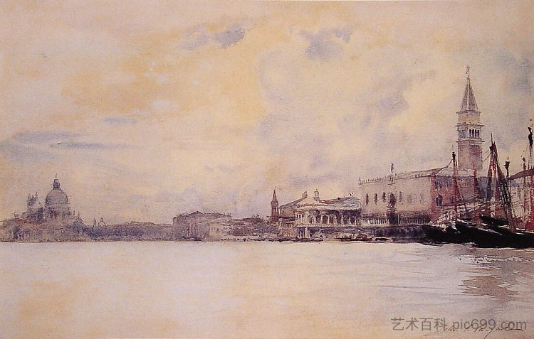 威尼斯大运河的入口 The Entrance to the Grand Canal, Venice (c.1880 - c.1882)，约翰·辛格·萨金特