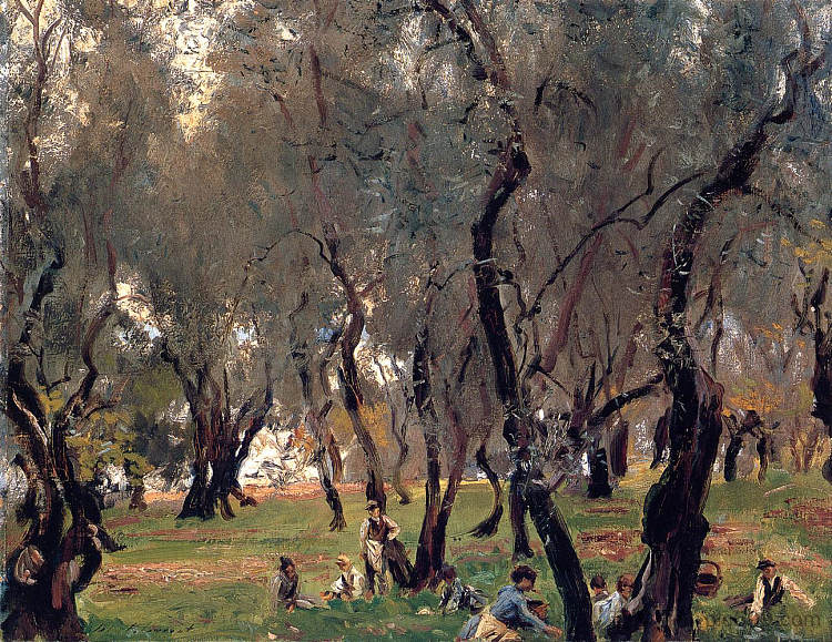 橄榄树林 The Olive Grove (c.1908)，约翰·辛格·萨金特