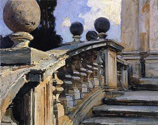 罗马圣多梅尼科-西斯特教堂的台阶 The Steps of the Church of S. S. Domenico-e-Siste in Rome (1906)，约翰·辛格·萨金特