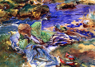 溪流旁的土耳其女人 Turkish Woman by a Stream (1907)，约翰·辛格·萨金特