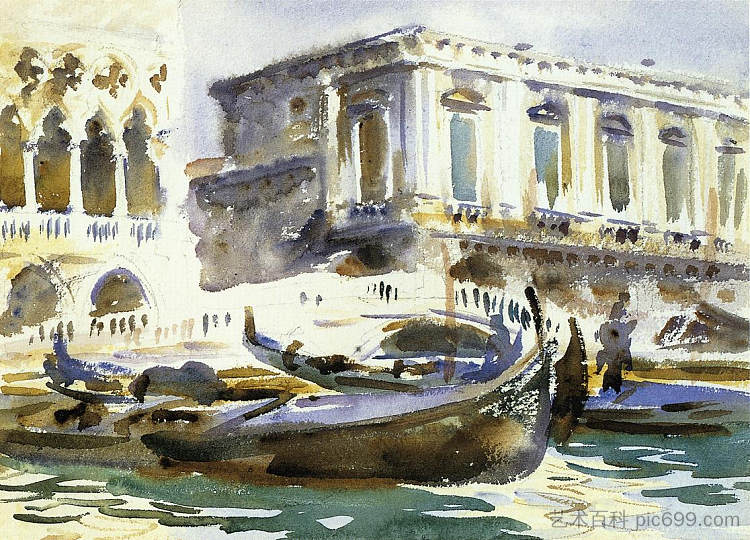 威尼斯。监狱 Venice. The Prison (c.1903)，约翰·辛格·萨金特