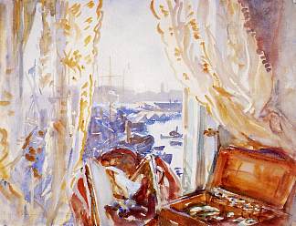 窗外景色， 热那亚 View from a Window, Genoa (c.1911)，约翰·辛格·萨金特