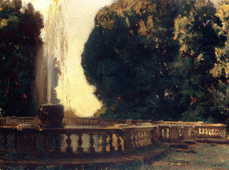 托洛尼亚别墅，喷泉 Villa Torlonia, Fountain (1907)，约翰·辛格·萨金特