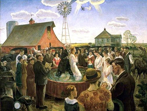 堪萨斯州的洗礼 Baptism in Kansas (1928),约翰·斯图尔特·柯里