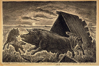 土狼偷猪 Coyotes Stealing a Pig (1927)，约翰·斯图尔特·柯里