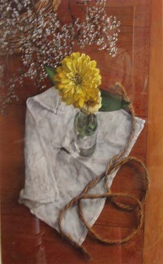 静物与黄色百日菊 Still Life with Yellow Zinnia (2000)，约翰·斯图尔特·英格尔
