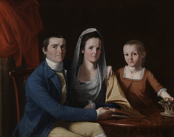 Jonathan Trumbull Jr与Mrs Trumbull和Faith Trumbull Jonathan Trumbull Jr with Mrs Trumbull and Faith Trumbull (1777)，约翰·特朗布尔