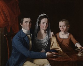 Jonathan Trumbull Jr与Mrs Trumbull和Faith Trumbull Jonathan Trumbull Jr with Mrs Trumbull and Faith Trumbull (1777)，约翰·特朗布尔