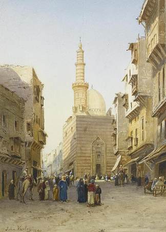 街景， 开罗 Street Scene, Cairo (1880)，约翰·瓦利二世