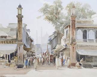 街景， 印度 Street Scene, India (1892)，约翰·瓦利二世